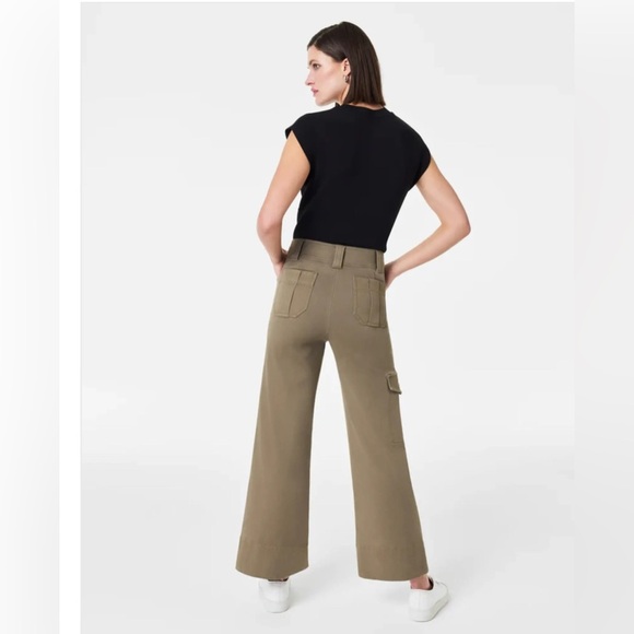 Spanx Stretch Twill Cropped Trouser Tuscan Olive XL - Picture 2 of 5